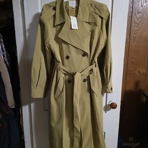 Women's Double-Breasted Trench Coat - Olive